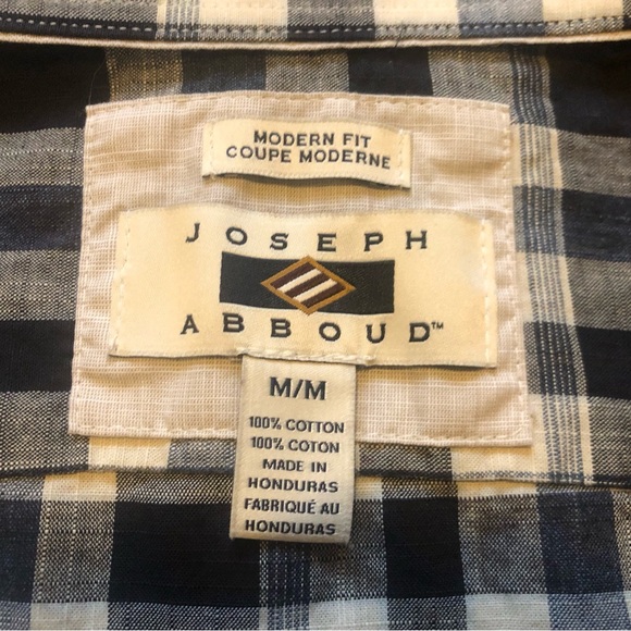 Joseph Abboud Men's Plaid Shirt - 100% Cotton Modern Fit Blue and White - Picture 5 of 10